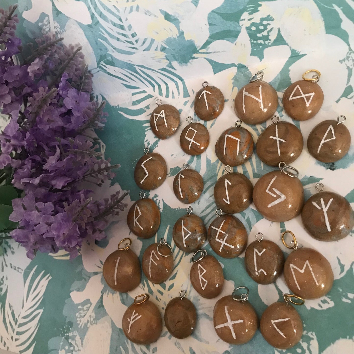 Brown Stone Runes Necklace