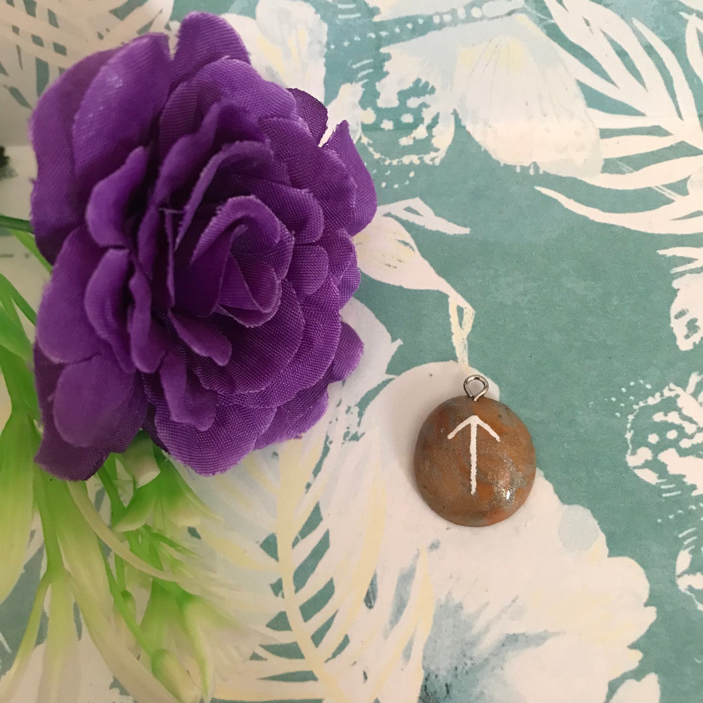 Brown Stone Runes Necklace