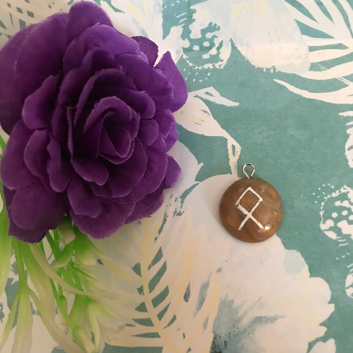Brown Stone Runes Necklace