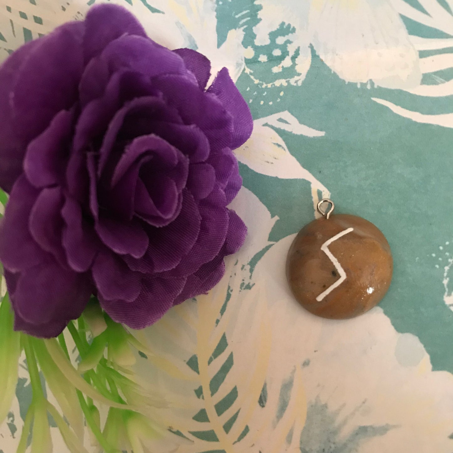 Brown Stone Runes Necklace