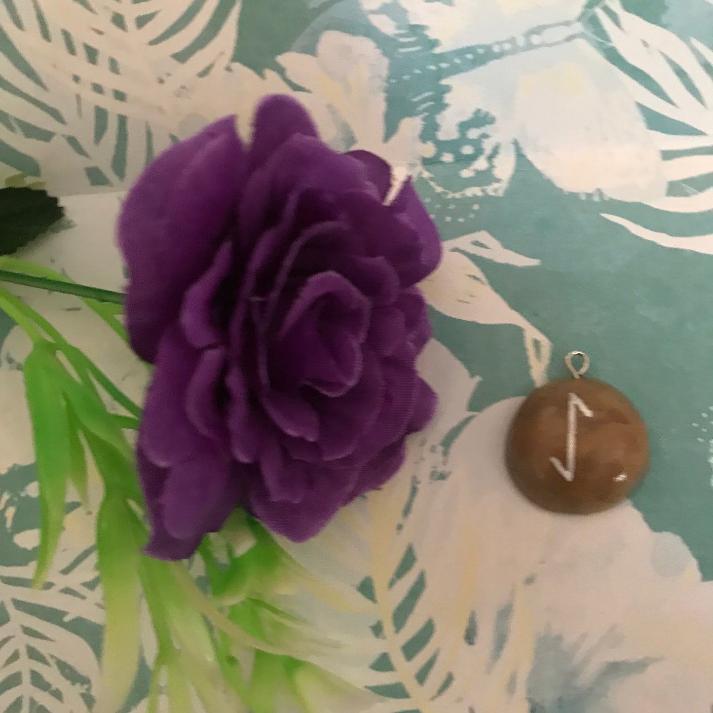 Brown Stone Runes Necklace