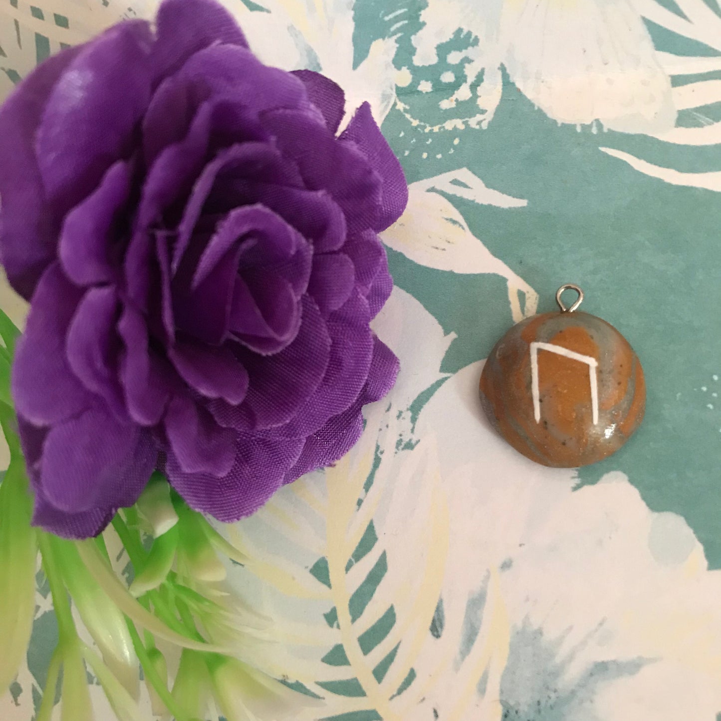Brown Stone Runes Necklace