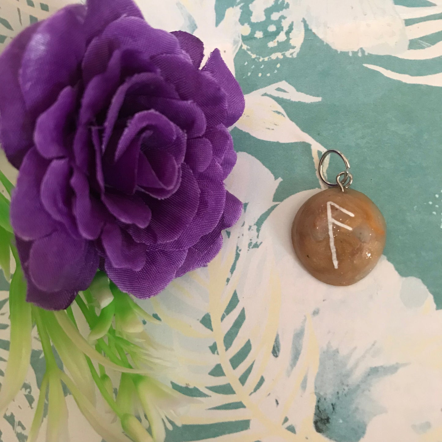 Brown Stone Runes Necklace