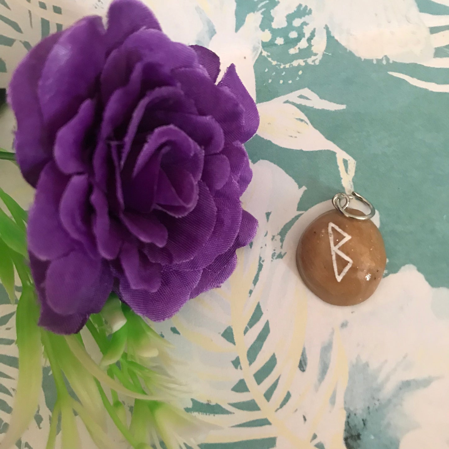 Brown Stone Runes Necklace