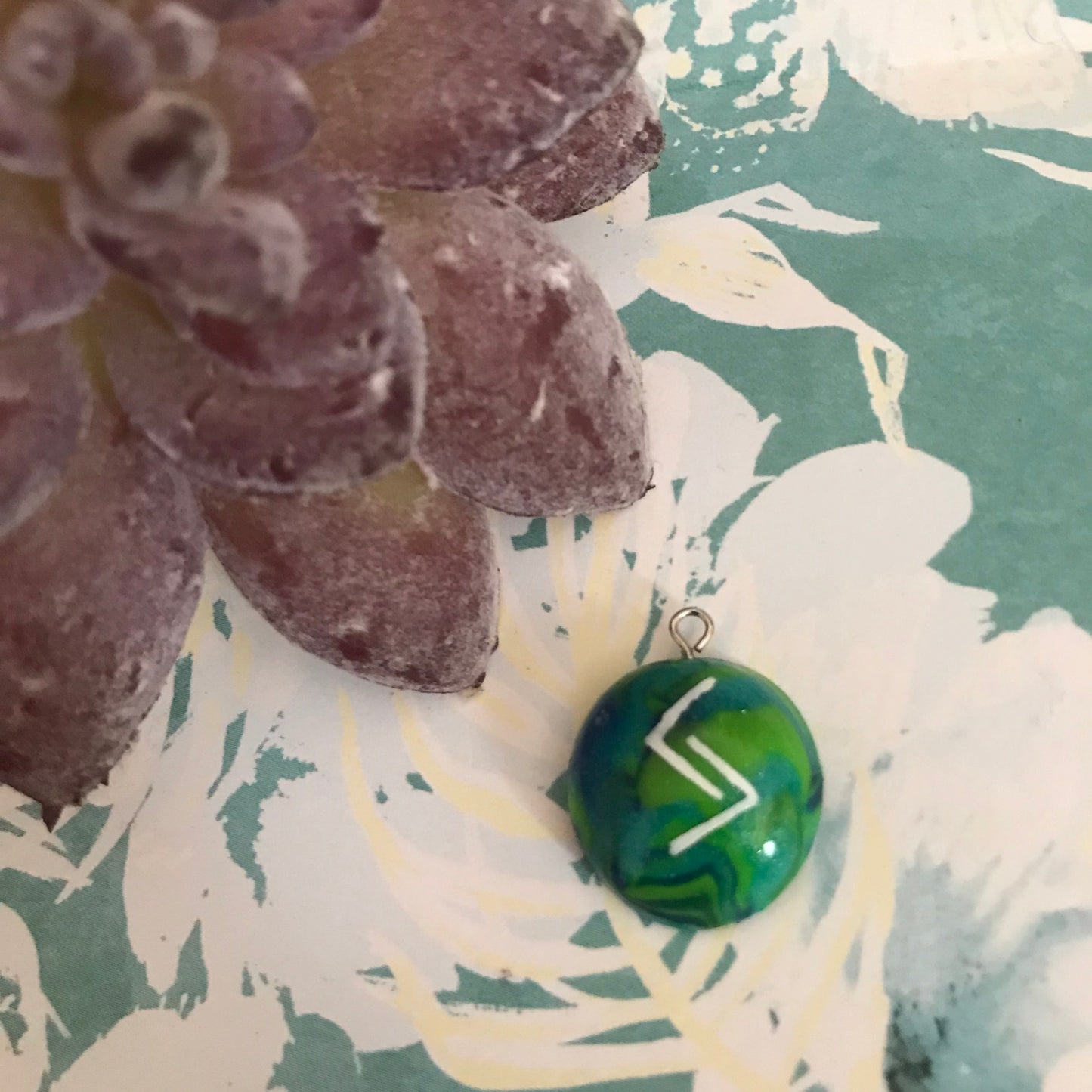 Blue Stone Runes Necklace