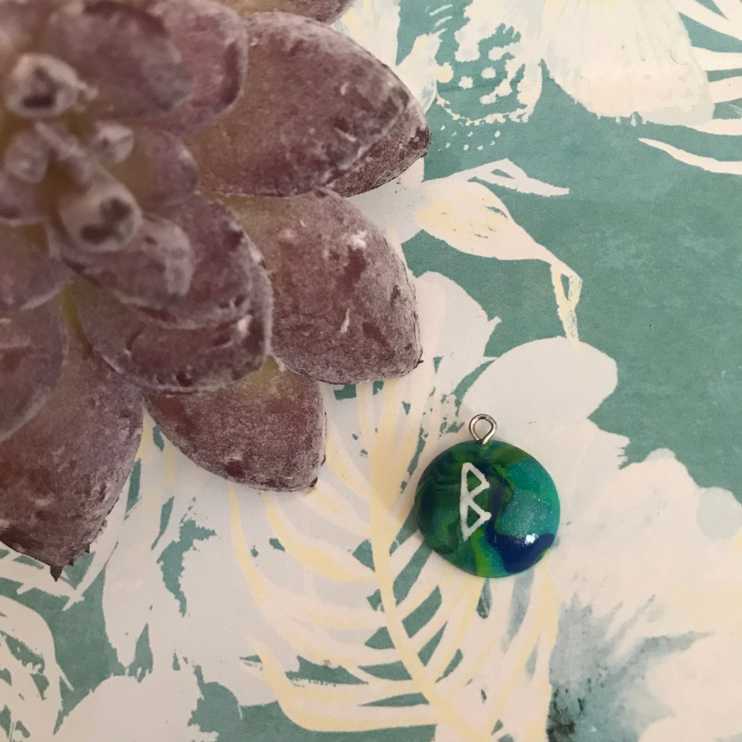 Blue Stone Runes Necklace