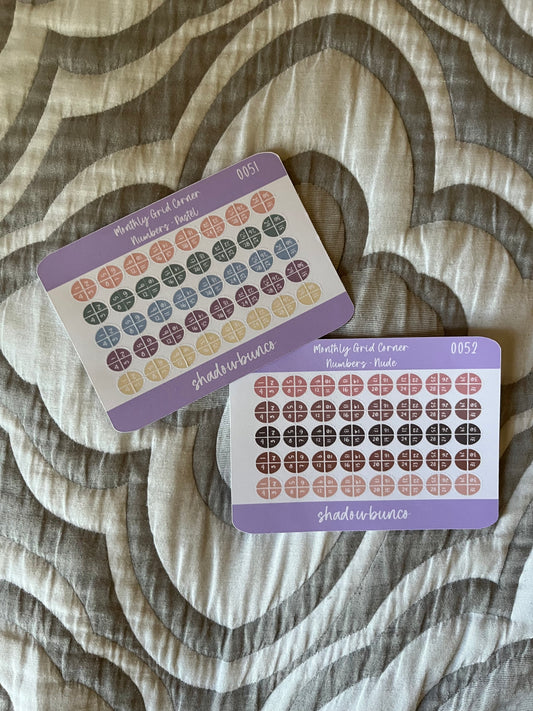 Monthly Grid Corner Numbers Pastel & Nude
