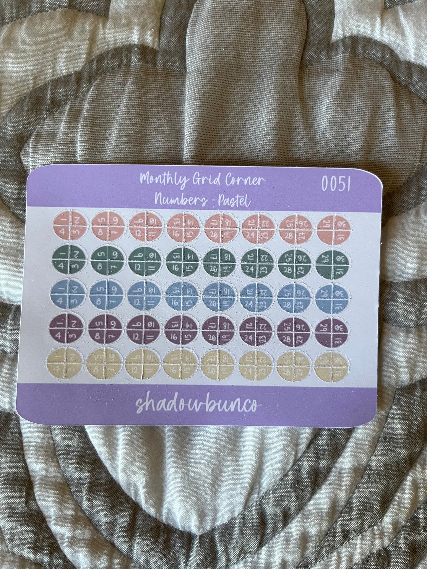 Monthly Grid Corner Numbers Pastel & Nude