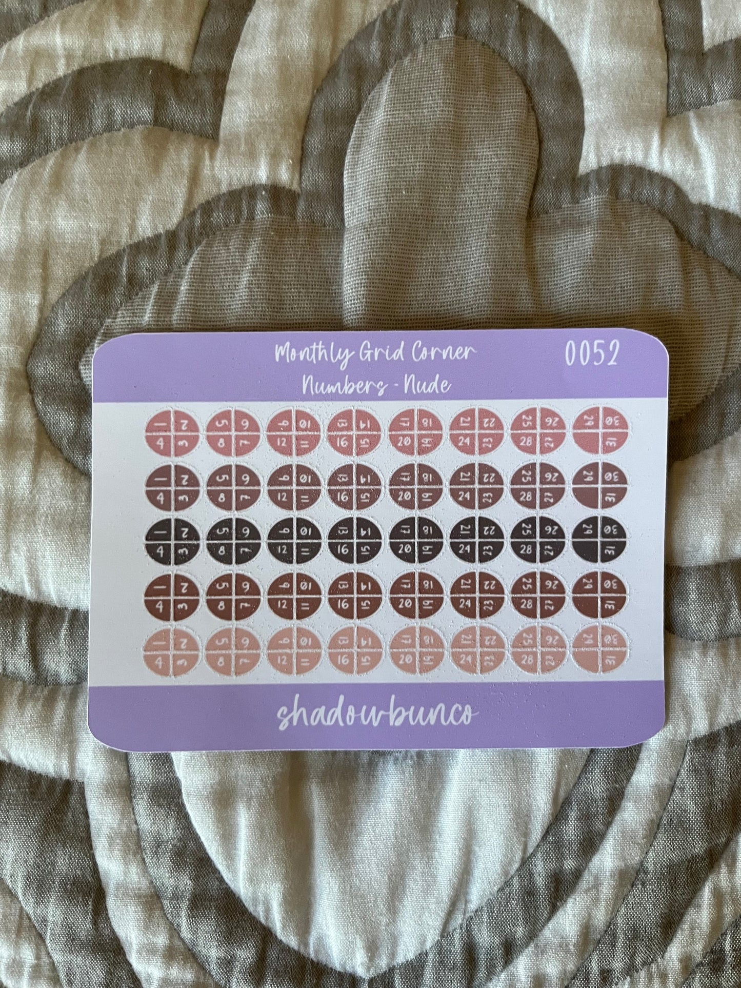 Monthly Grid Corner Numbers Pastel & Nude