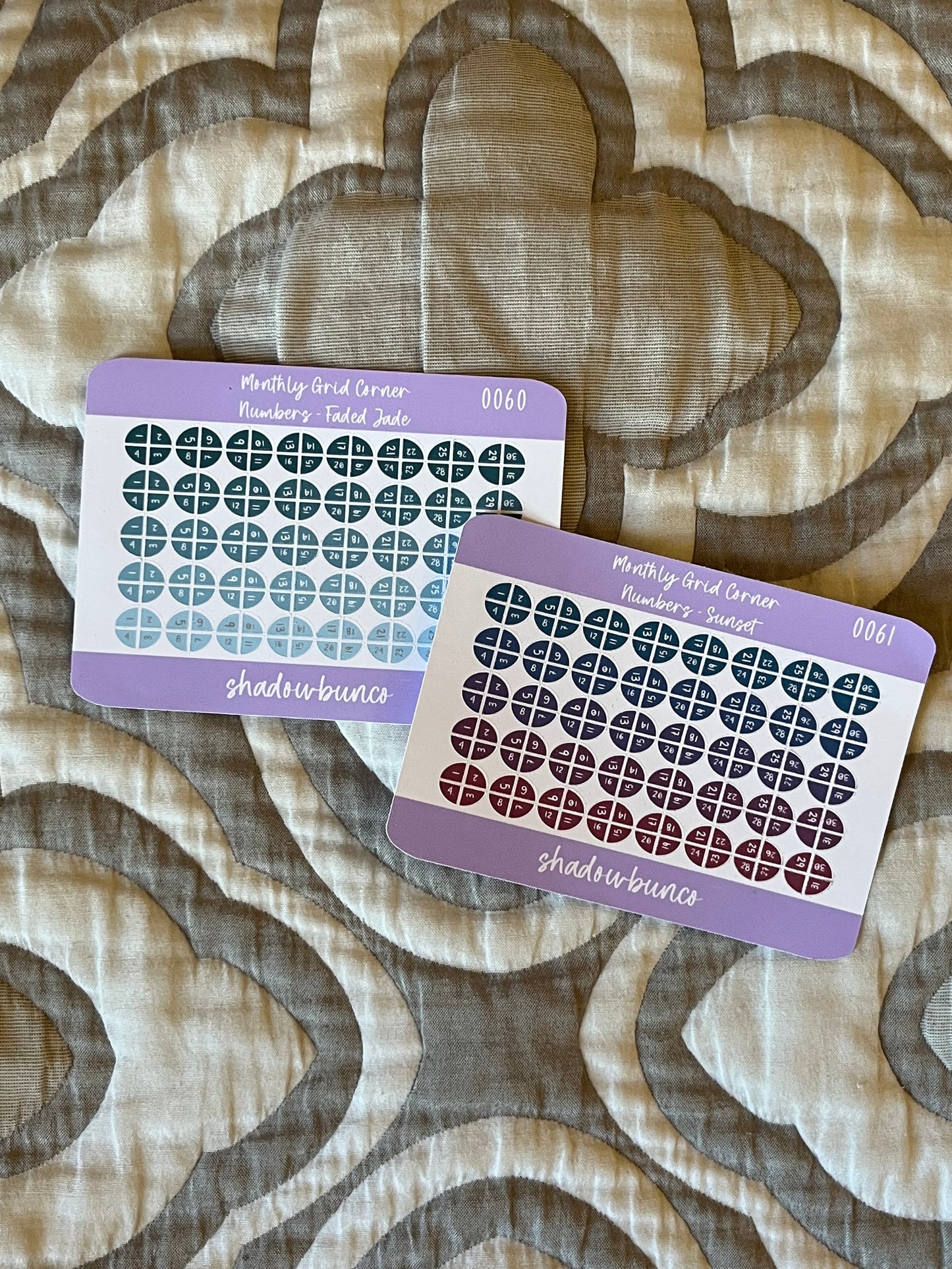 Monthly Grid Corner Number Faded Jade & Sunset