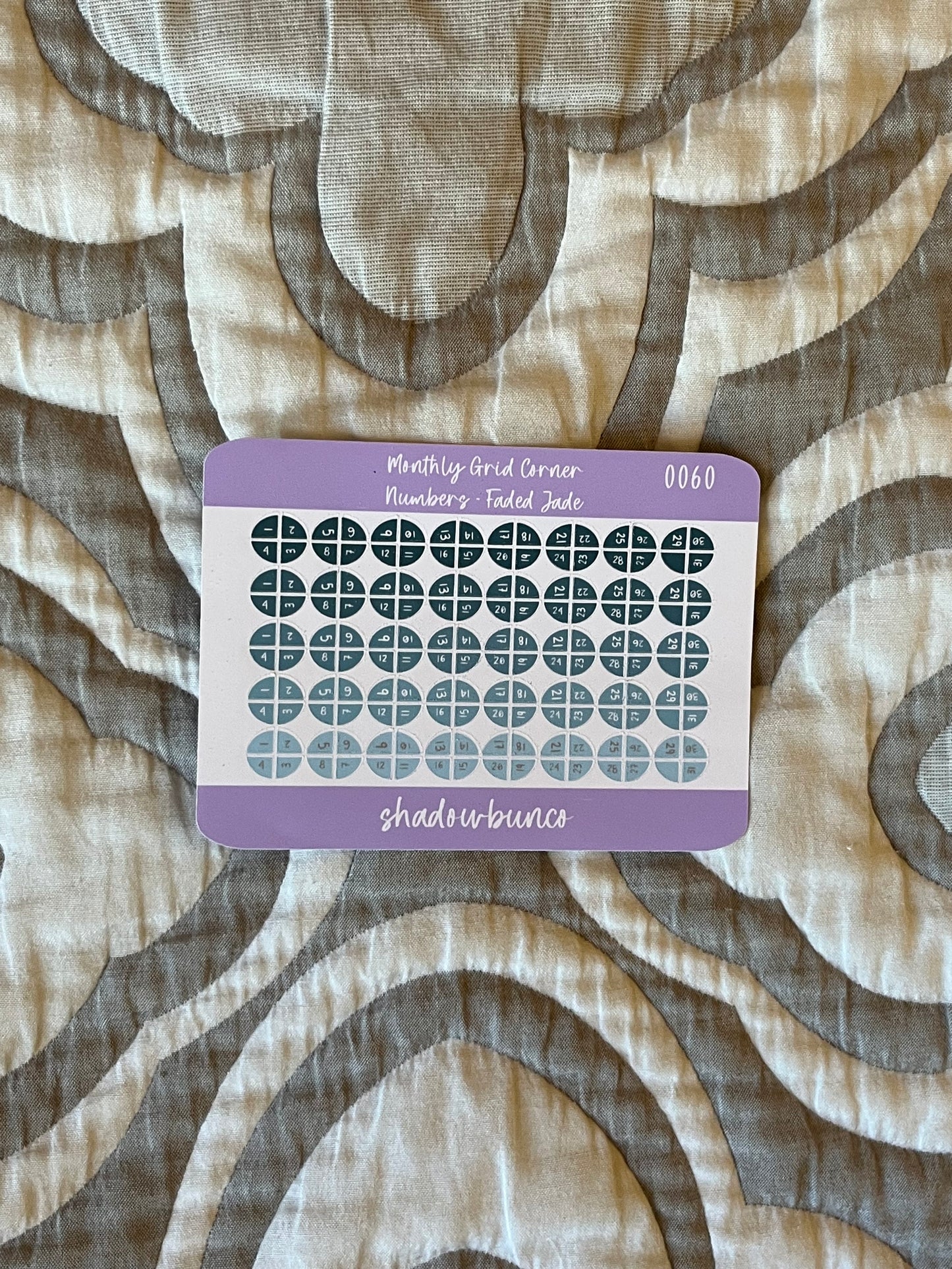 Monthly Grid Corner Number Faded Jade & Sunset