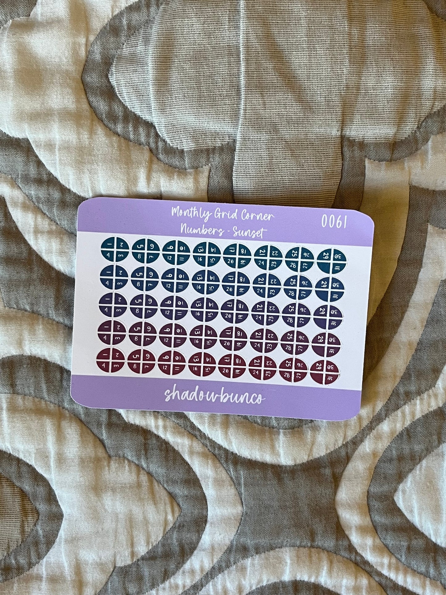 Monthly Grid Corner Number Faded Jade & Sunset