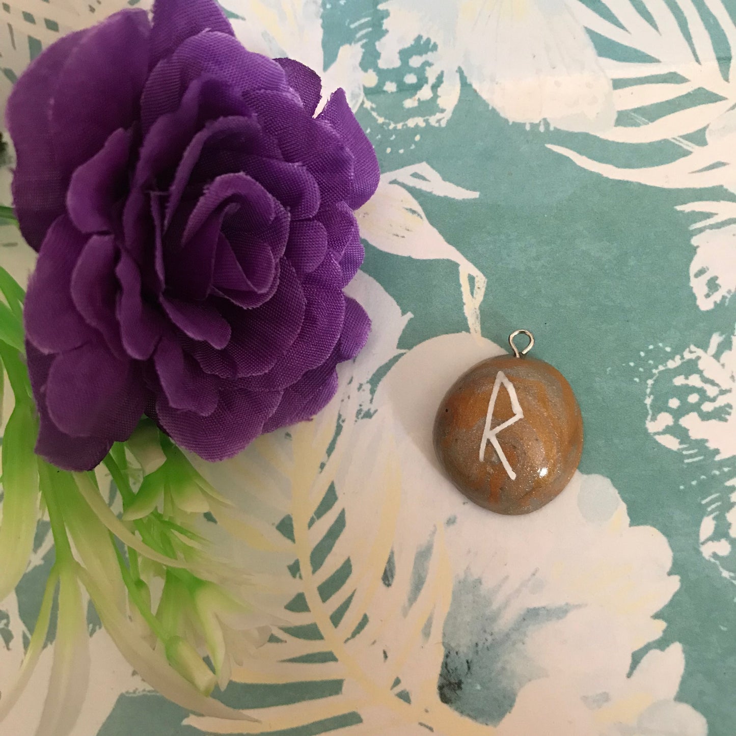 Brown Stone Runes Necklace