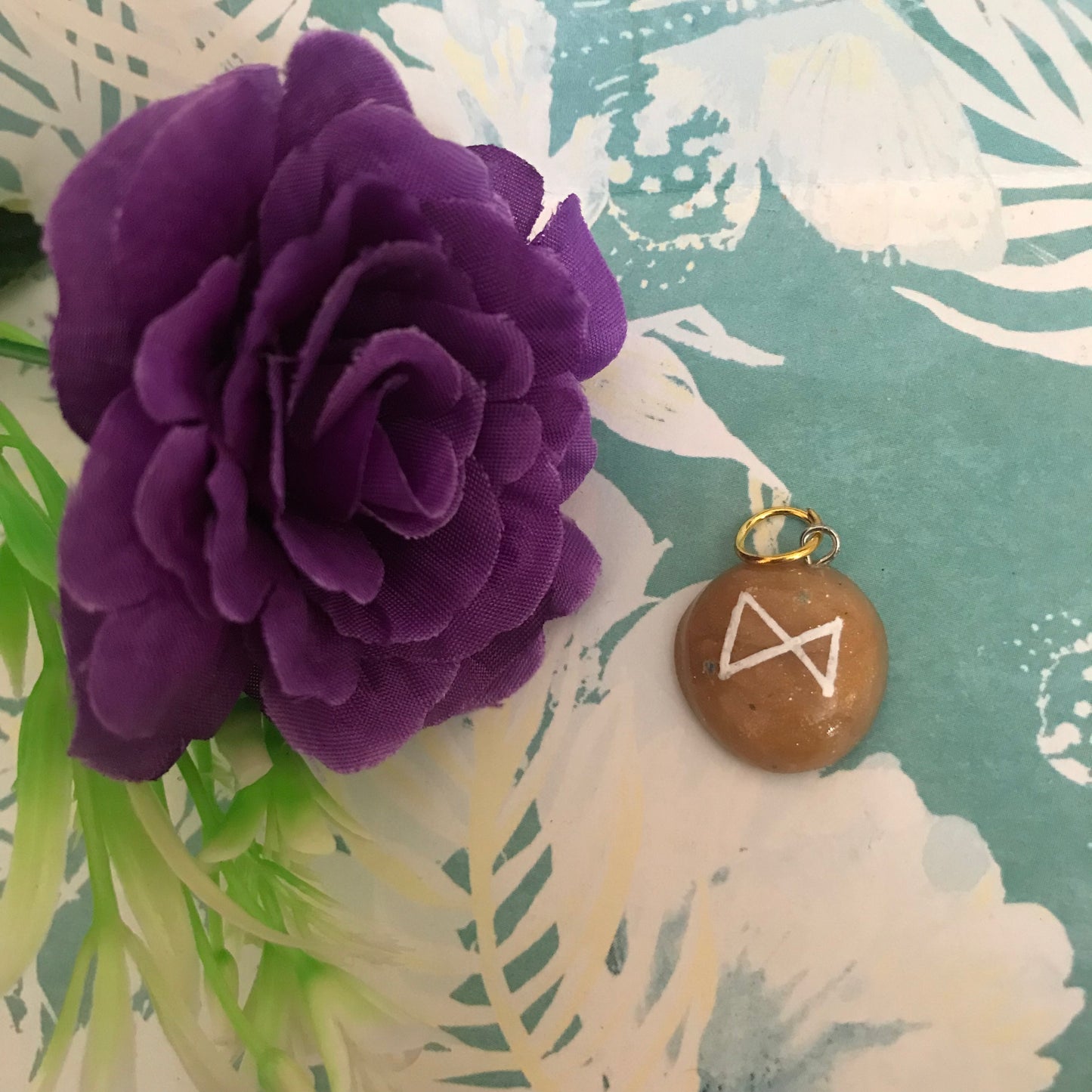 Brown Stone Runes Necklace