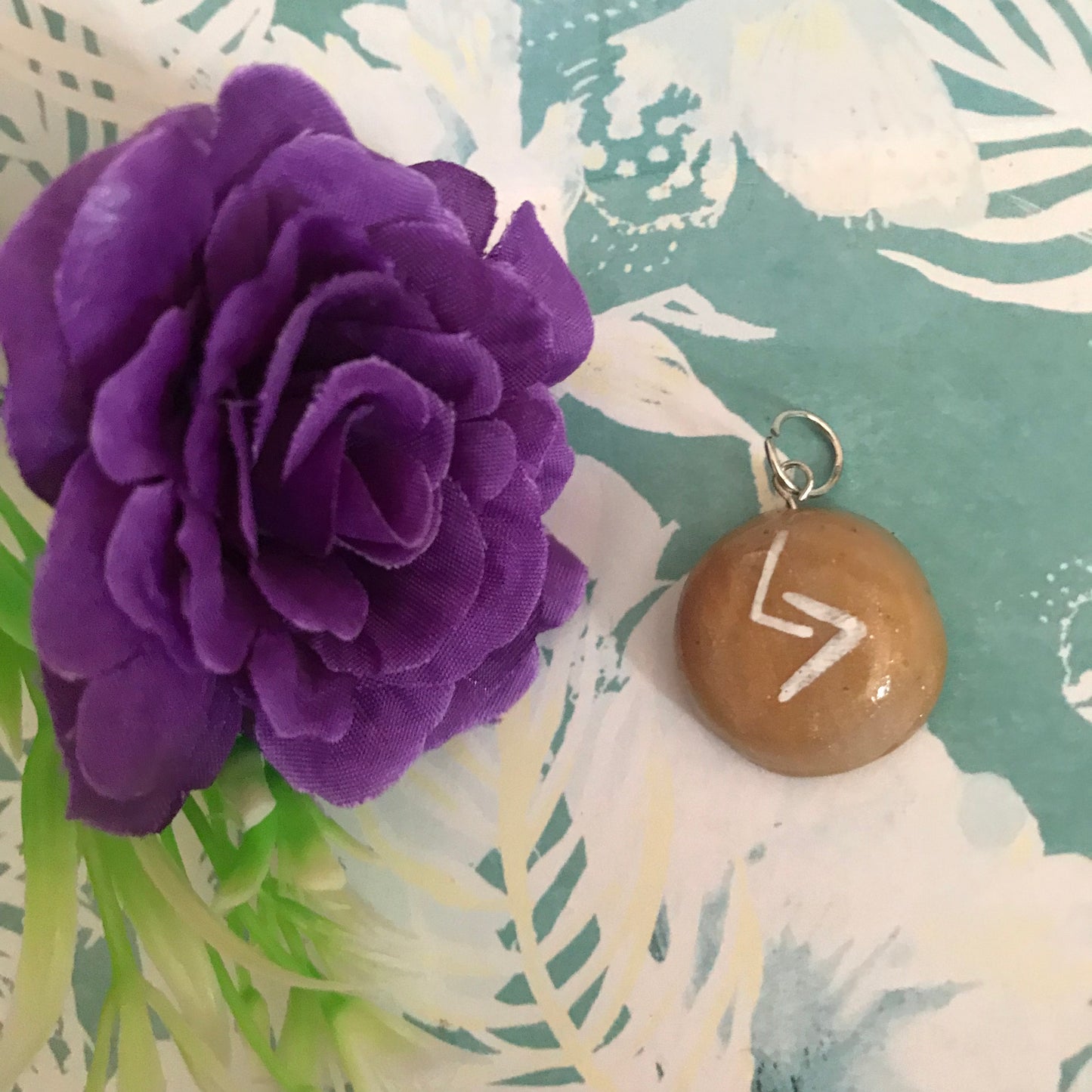 Brown Stone Runes Necklace
