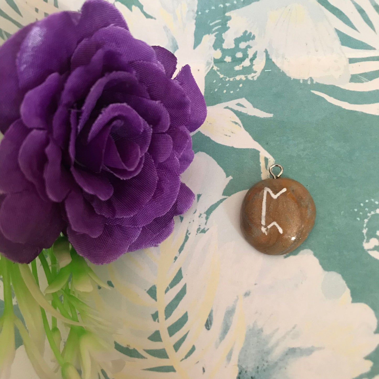 Brown Stone Runes Necklace
