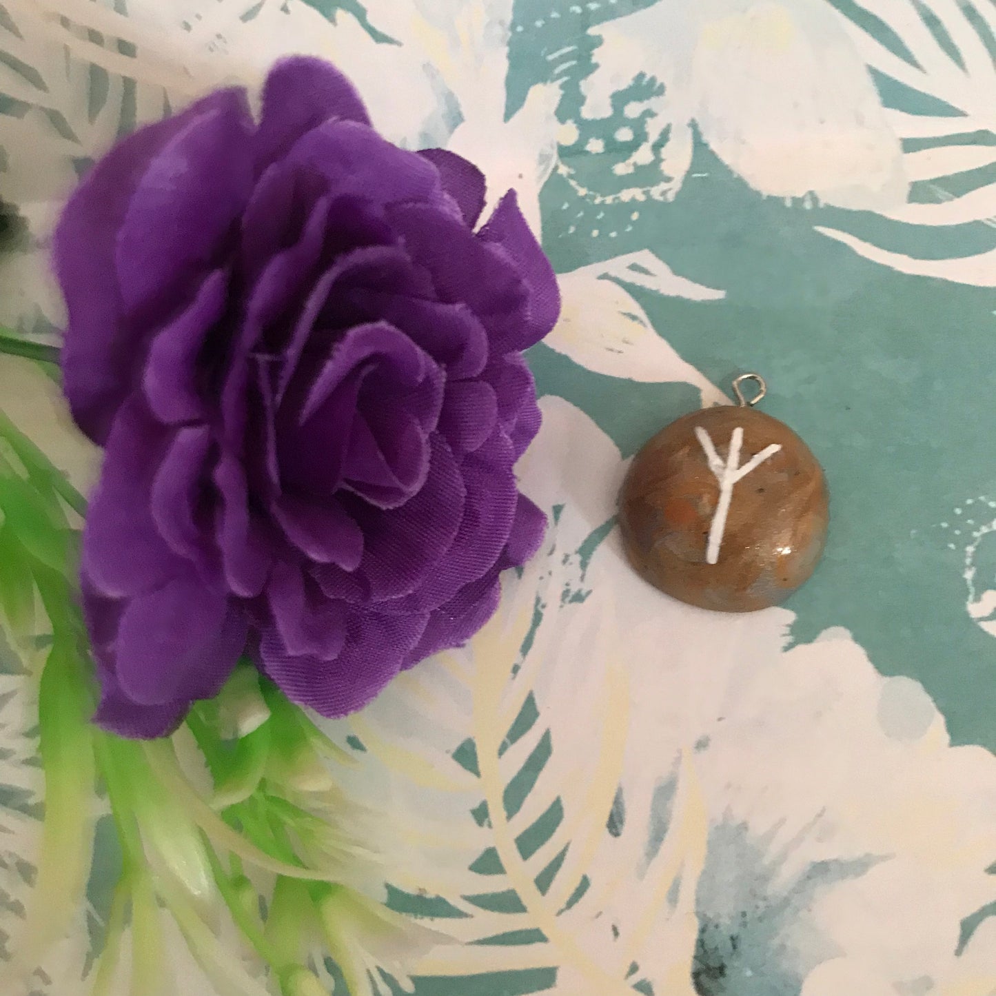 Brown Stone Runes Necklace