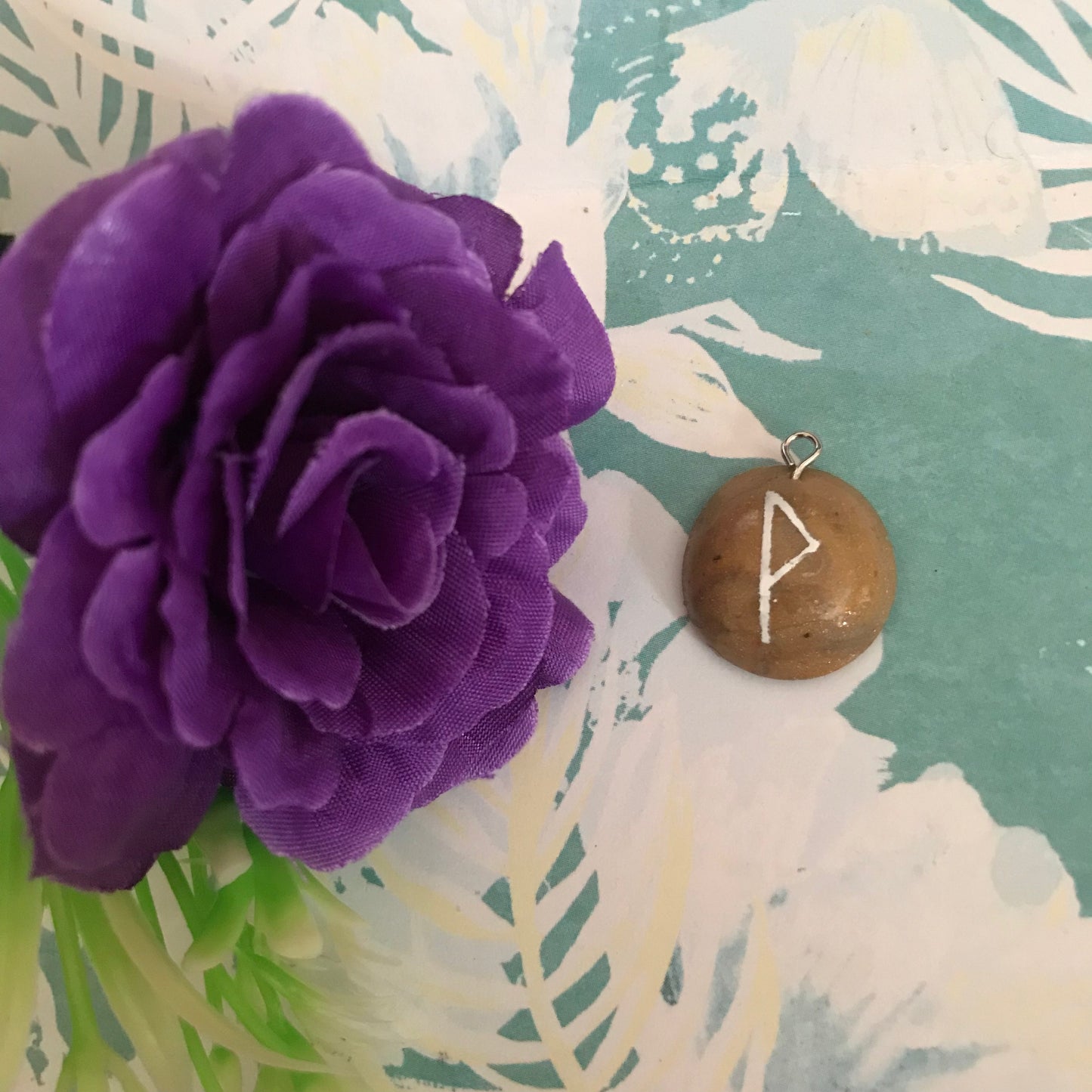 Brown Stone Runes Necklace