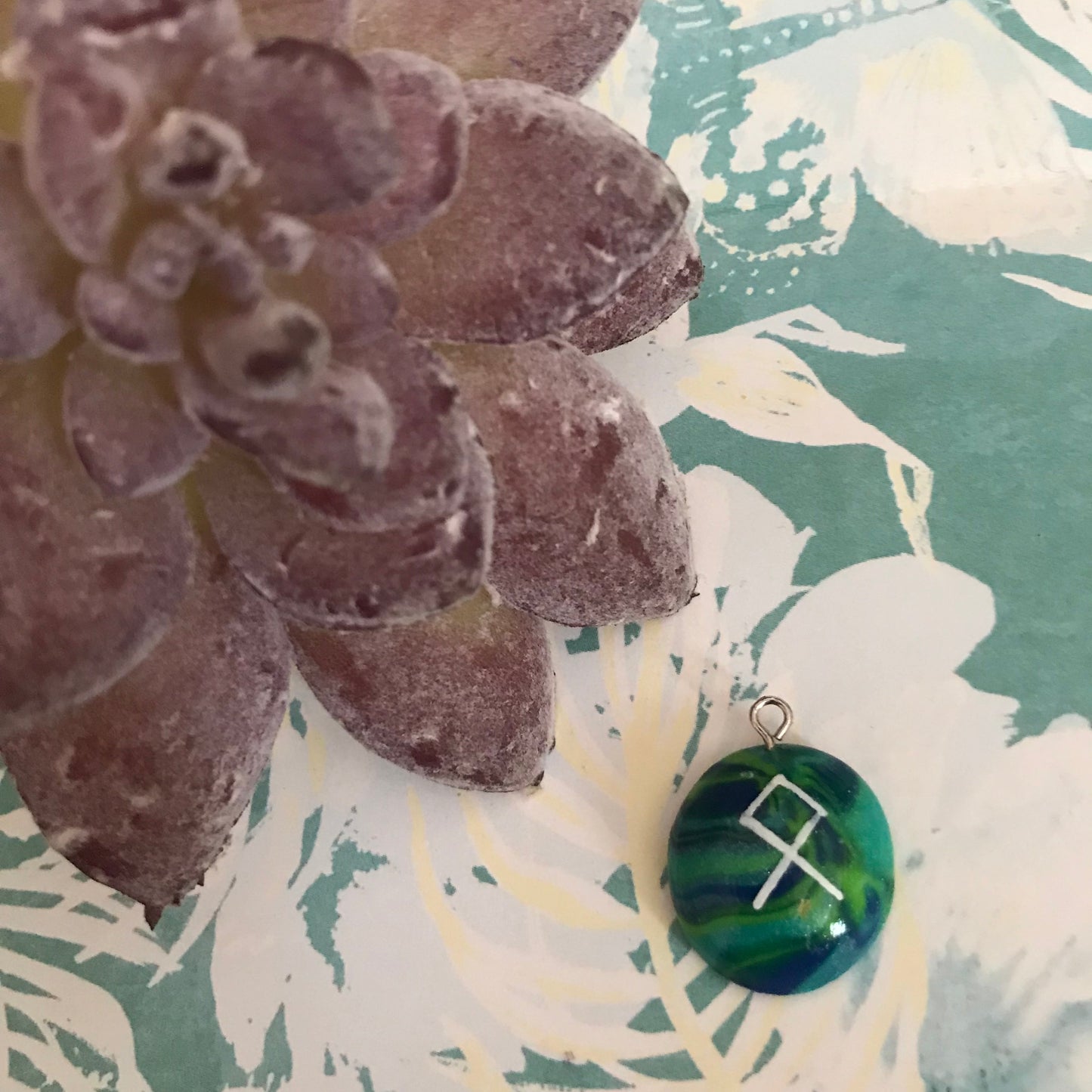 Blue Stone Runes Necklace