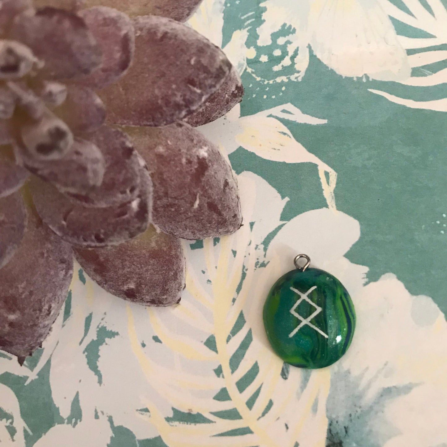 Blue Stone Runes Necklace