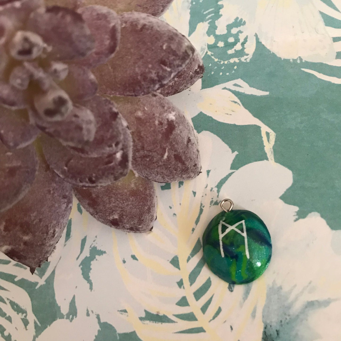 Blue Stone Runes Necklace
